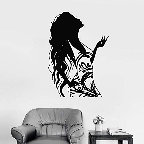 guijiumai Chica Modelo Arte Pegatina Papel Pintado niñas habitación Ornamento Vinilo Pared calcomanía Sala de Estar Belleza peluquería decoración mural56X78CM