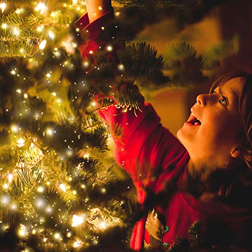 Guirnalda Luces 12M 120 LED, OMERIL Cadena de Luces Impermeable IP65, Luces Navidad USB y Luces de Hadas para Decorativas, Navidad, Habitacion, Fiesta, Jardín, Bodas, Césped - Alambre de Plata