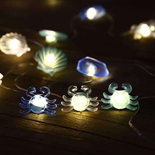 Guirnalda Luces Decorativas Habitacion Luces Led Guirnaldas Decoracion Marinera Playa Náutico Pared Boda Luz Led Pilas Concha de Mar Decorativas Cadena a pilas Decoracion Navideña Adornos Navidad