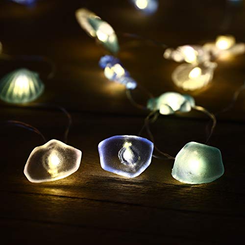 Guirnalda Luces Decorativas Habitacion Luces Led Guirnaldas Decoracion Marinera Playa Náutico Pared Boda Luz Led Pilas Concha de Mar Decorativas Cadena a pilas Decoracion Navideña Adornos Navidad