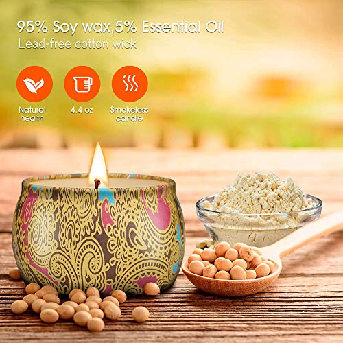 Guiseapue Velas Perfumadas, Cera de Soja Aromaterapia Velas de Regalo, Juegos de Velas para Cumpleaños, Aniversario, Aliviar el Estrés, y Uso Diario (4 Regalos)