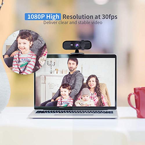 Guo Duo Webcam Full HD 1080P con Micrófono, Cámara web con Cubierta, para Computadora Portátil, Computadora, PC, Escritorio, Transmisión en vivo, Videollamada, Conferencia, Clase en Línea,Juego