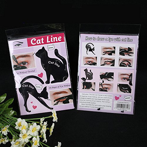 Gusspower 2pcs hojas gato negro delineador de ojos diseño de color gris sombra de ojos maquillaje delineador de ojos moldes plantilla para herramientas