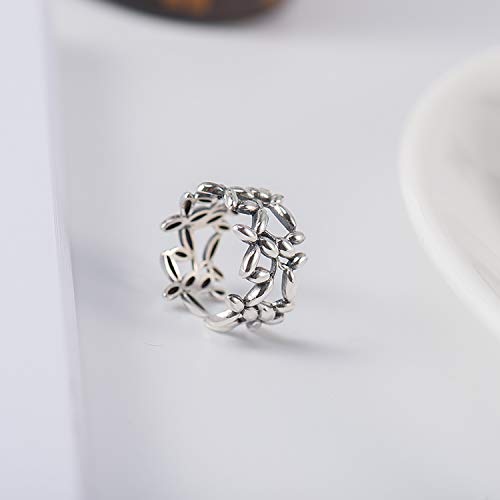 Guzhile - Anillo de plata de ley 925, diseño de hojas de oliva, ajustable, anillo de dedo abierto, joyería de moda para mujer