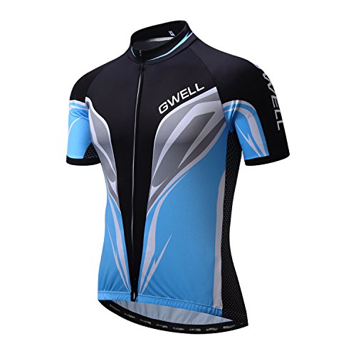 GWELL Conjunto de Ciclismo para Hombre, Maillot de Manga Corta + Culote Pantalones Cortos Acolchado 3D para Bicicleta de Verano