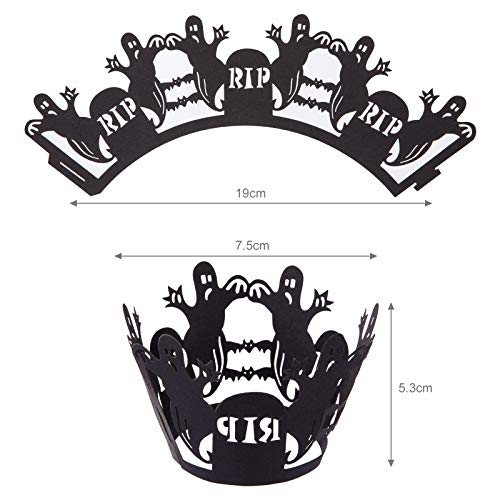 GWHOLE 36 Piezas Cupcake Wrappers Halloween Decoraciones Papel para Magdalenas Tema de Halloween Adornos Torta Taza de Papel para Fiestas