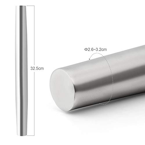 GWHOLE Rodillos de Amasar 32cm de Acero Inoxidable Rodillos de Metal para Repostería Cocina Pizza Tartas Galletas Fondant