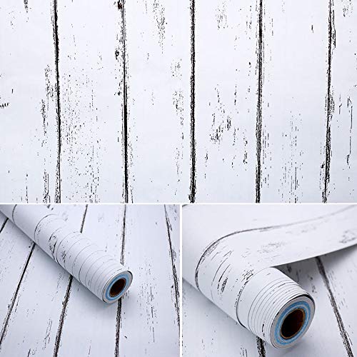 Gwolf Papel pintado de madera autoadhesivo, 45x1000cm papel de contacto de grano de madera, papel pintado de madera desgastada, pelar y pegar, papel pintado vintage autoadhesivo de PVC
