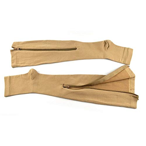 GXSox Zipper varicosas Calcetines de compresión Soporta Brace Legging Adelgaza Stocking Prevent varicosas Venas de Las piernas Shapper Calcetines S/M/L/XL/XXL (Color : Skin, Size : L XL)