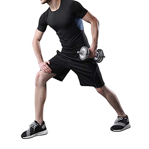 GYUANLAI Conjuntos de chándal para Hombre Conjunto de Traje Deportivo Elástico de Secado rápido Transpirable Cremallera Suave Running Gym Fitness Sport Sweatsuit Conjunto de 5 Piezas AzulA2 S