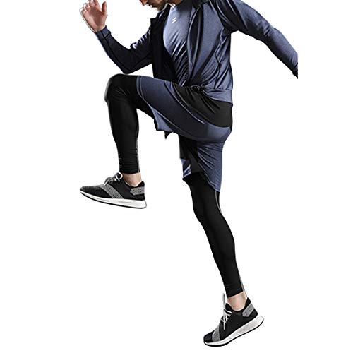 GYUANLAI Conjuntos de chándal para Hombre Conjunto de Traje Deportivo Elástico de Secado rápido Transpirable Cremallera Suave Running Gym Fitness Sport Sweatsuit Conjunto de 5 Piezas AzulA2 S
