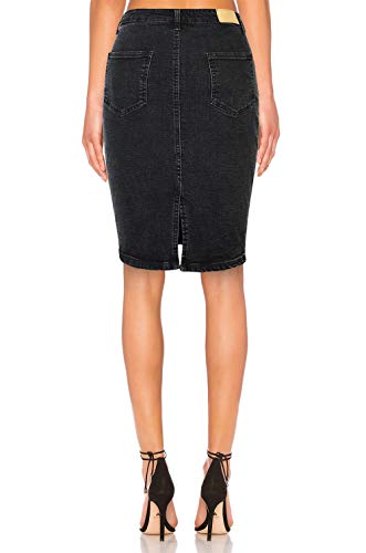 H HIAMIGOS Mujer Retro Falda de Mezclilla Midi Vaquera Faldas, Negro