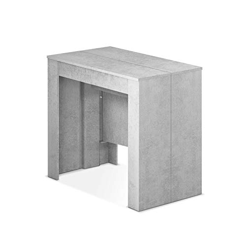 Habitdesign 004580L - Mesa de Comedor Consola, Mesa Extensible, Mesa para Salon recibidor o Cocina, Acabado en Gris Cemento, Medidas: 50/235 cm (Largo) x 90 cm (Ancho) x 78 cm (Alto)