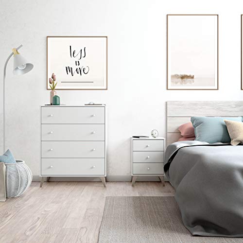 Habitdesign 036071A - Cabezal + Dos mesitas de Noche, Cabecero para Cama de Matrimonio, Modelo Sweet, Blanco Artik y Blanco Velho, Medidas: 240 cm (Ancho) x 116 cm (Alto) x 33.5 cm (Fondo)