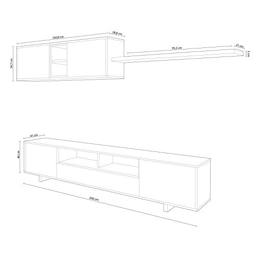 Habitdesign 0Z6682BO - Mueble de salón Moderno, modulos Comedor Belus, Medidas: 200 cm (Largo) x 41 cm (Fondo) (Blanco Brillo - Gris Antracita)