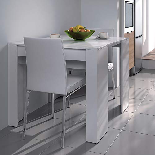 Habitdesign - Mesa de Comedor Consola Extensible, Mesa para Salon recibidor o Cocina (Blanco Brillo)