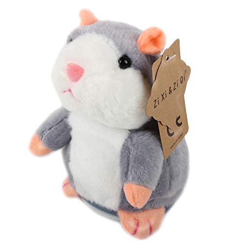 Hablando Hamster de Peluche de Juguete, Repite lo Que digas Juguetes Divertidos para niños, Peluches de Registro de Peluche interactivos para el Día de San Valentín (Hámster parlante gris)