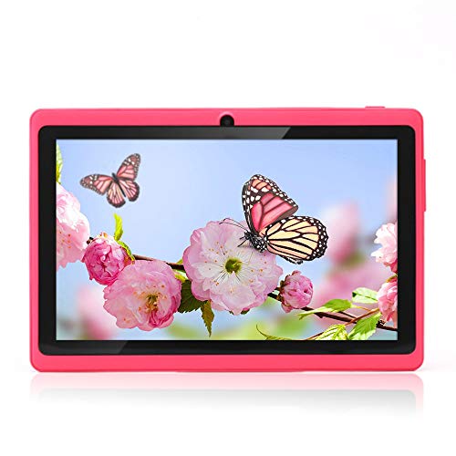 Haehne 7" Tablet PC, Google Android 4.4 Quad Core, 512MB RAM 8GB ROM, Cámaras Duales, WiFi, Bluetooth, para Niños y Adultos, Rosado