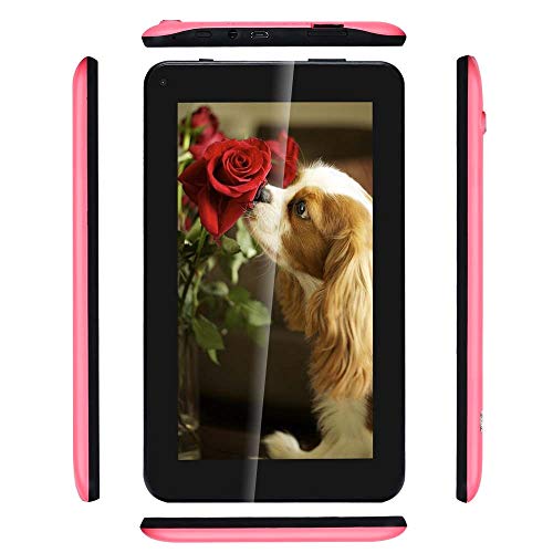 Haehne 7" Tablet PC - Google Android 6.0 Quad Core, 1G RAM 16GB ROM, Cámaras Duales 2.0MP + 0.3MP, 2800mAh, 1024 x 600 Pantalla, WiFi, Bluetooth, Rosado