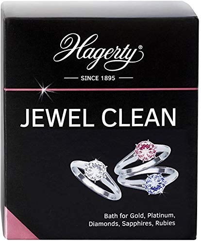 Hagerty Jewel - Baño de inmersión para piedras preciosas oro platino 170 ml - Limpiador eficaz de joyas diamantes zafiros rubíes - Baño de limpieza de joyas para un brillo renovado con cesta y cepillo