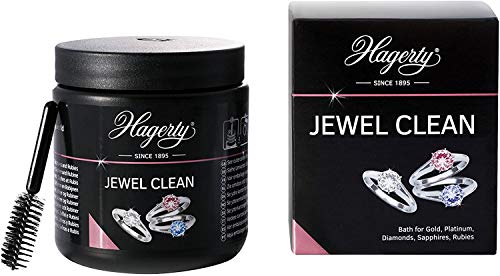 Hagerty Jewel - Baño de inmersión para piedras preciosas oro platino 170 ml - Limpiador eficaz de joyas diamantes zafiros rubíes - Baño de limpieza de joyas para un brillo renovado con cesta y cepillo