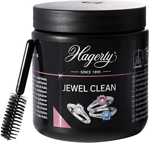 Hagerty Jewel - Baño de inmersión para piedras preciosas oro platino 170 ml - Limpiador eficaz de joyas diamantes zafiros rubíes - Baño de limpieza de joyas para un brillo renovado con cesta y cepillo