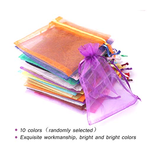 HahaGo 100PCS Pequeñas bolsas de regalo de organza Bolsas de embalaje de bolsas de dulces y joyas de color sólido para Navidad/Boda/Fiesta/Cumpleaños(10 colores mezclados, 15x20cm / 5.9x7.8in)