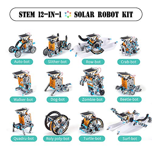 HahaGo Kit de Robótica Solar para Niños, Kit de Construcción Robotica Educativa, Juguetes 12-en-1 Edificio Educativo Juguete DIY Ciencia Experimento Kits 190pcs Conjunto