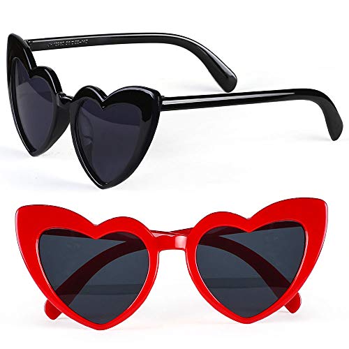 Haichen Gafas de sol en forma de corazón Cat Eye Mod Style Gafas de sol de fiesta Gafas retro sin montura transparentes para mujeres y niñas (A)