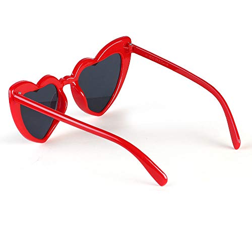Haichen Gafas de sol en forma de corazón Cat Eye Mod Style Gafas de sol de fiesta Gafas retro sin montura transparentes para mujeres y niñas (A)