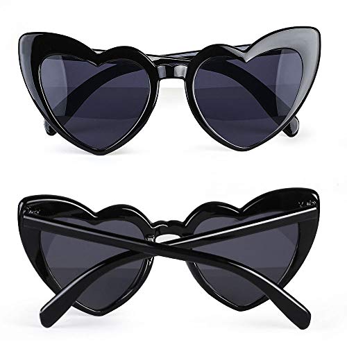 Haichen Gafas de sol en forma de corazón Cat Eye Mod Style Gafas de sol de fiesta Gafas retro sin montura transparentes para mujeres y niñas (A)