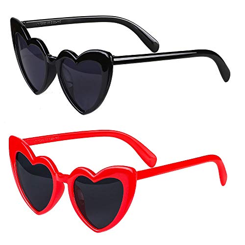 Haichen Gafas de sol en forma de corazón Cat Eye Mod Style Gafas de sol de fiesta Gafas retro sin montura transparentes para mujeres y niñas (A)