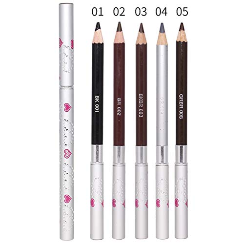 HaiQianXin 1 Unids Doble Cabeza de Lápiz de Cejas con Peine Cepillo Impermeable a Prueba de Manchas Lápiz de Cejas Cepillo Herramienta de Maquillaje Cosmético (Color : 5# Light Brown)