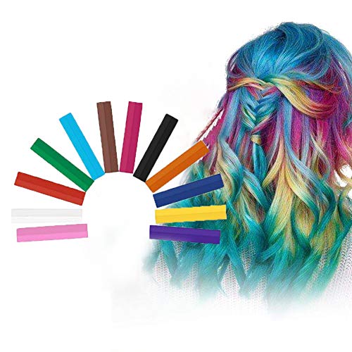 Hair Chalk, Tiza De Pelo, Cabello Tiza, Color de cabello lavable, Tinte de cabello lavable no tóxico, Para fiesta de teñido de cabello para niños, Cosplay - 12 colores