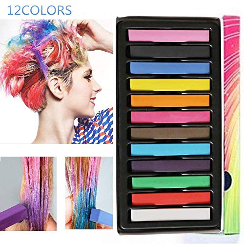 Hair Chalk, Tiza De Pelo, Cabello Tiza, Color de cabello lavable, Tinte de cabello lavable no tóxico, Para fiesta de teñido de cabello para niños, Cosplay - 12 colores