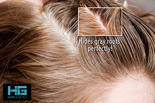 Hair Genetics® Retoca Raíces de Polvos Minerales de Aspecto Natural - Retocador de Raíces tras Coloración del Pelo para Cubrir Canas - Tinte de Cejas que Define y Rellena en Segundos (Negro)