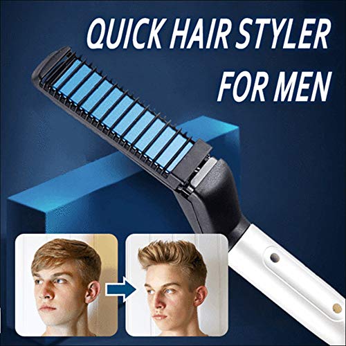HAIRCURLER Plancha De Barba para Hombre, 2 En 1 Cepillo Multifuncional para Alisar el Cabello Peine Eléctrico en Caliente and Beard Brush Comb para Peinado Peinado de Barba