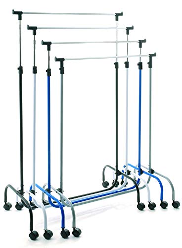 Haku Möbel 43081, Perchero cun ruedas enrolado en aluminio/cromo, reglable en altura,80 x 45 x 110/170 cm