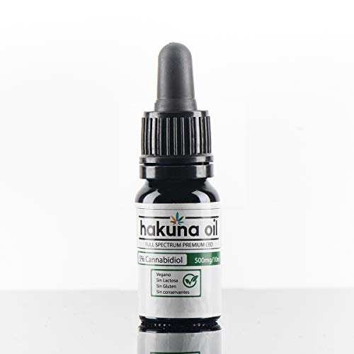 – Hakuna Oil – Aceite de Cañamo Premuim orgánico y ecológico BIO 5% | 500mg | Proveniente de la Planta de Cañamo | 100% Natural | Ayuda a reducir el estrés, la ansiedad y el dolor.