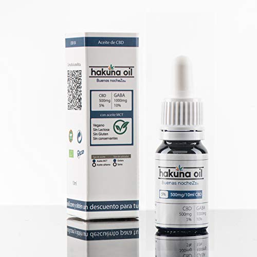– Hakuna Oil – Aceite de Cañamo Premuim orgánico y ecológico BIO 5% + GABA 10% | 500mg | Proveniente de la Planta de Cañamo | 100% Natural | Ayuda a reducir el estrés, la ansiedad y el dolor.