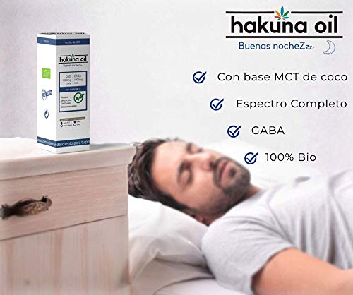 – Hakuna Oil – Aceite de Cañamo Premuim orgánico y ecológico BIO + GABA | 1000mg | Proveniente de la Planta de Cañamo | 100% Natural | Ayuda a reducir el estrés, la ansiedad y el dolor. (10%)