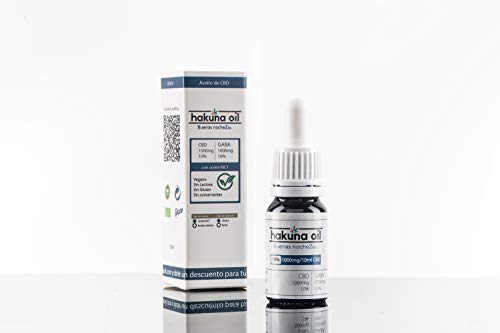 – Hakuna Oil – Aceite de Cañamo Premuim orgánico y ecológico BIO + GABA | 1000mg | Proveniente de la Planta de Cañamo | 100% Natural | Ayuda a reducir el estrés, la ansiedad y el dolor. (10%)