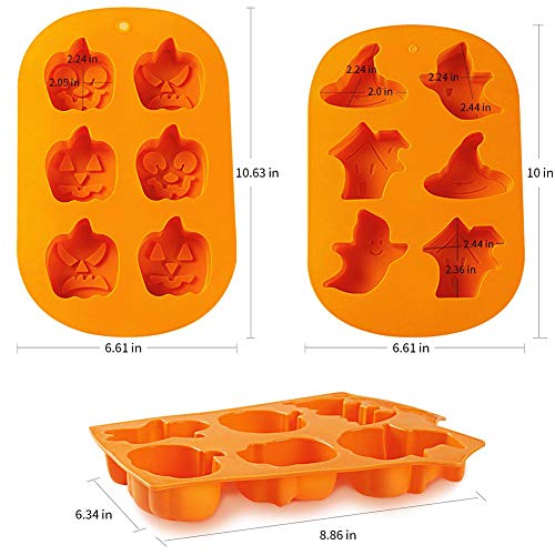 Halloween Silicona Molde BESTZY 3PCS Calabaza Murciélago Molde de Silicona para jabón, Chocolate, Pastel, Pan, Galletas, Molde, DIY para Hornear del Festival de Fantasmas