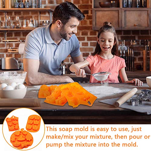 Halloween Silicona Molde BESTZY 3PCS Calabaza Murciélago Molde de Silicona para jabón, Chocolate, Pastel, Pan, Galletas, Molde, DIY para Hornear del Festival de Fantasmas