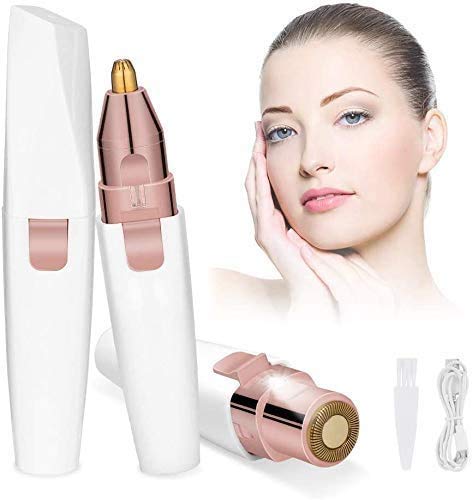 HALOVIE Depiladora Facial Mujer Electrica Afeitadora Removedor de Vello 2 en 1 Maquina Depilar Facial USB Recargable Impermeable Portátil sin Dolor Luz LED para Mejillas Labios Barbilla Cuello Cejas