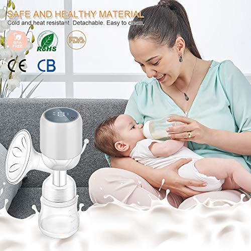 HALOVIE Sacaleches Eléctrico 2 en 1 Automático y Manual Extractor de Leche Bomba de Lactancia 2 Modos 9 Niveles Ajustables Pantalla LED Recargable USB Masaje con 10 Bolsas Leche Materna de 250ml