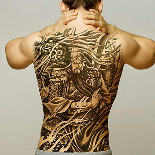 Handaxian 2 unids-Espalda Completa Tatuaje Totem Impermeable Tatuaje Temporal Pegatina Guerrero Samurai Angel Hombres Tatuaje Cuerpo 2pcs-23