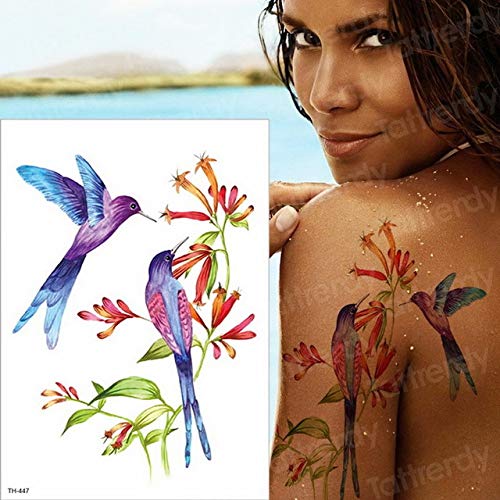 Handaxian 3pcs Tatuaje Pegatina Tatuaje Duradero Tatuaje de Pavo Real Acuarela Mujer Tatuaje 3pcs-4