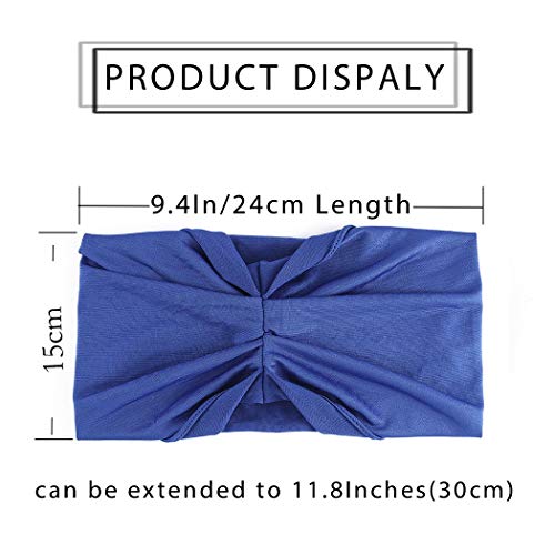 Handcess - Diademas para yoga con turbante ancho, color negro para correr, bandas elásticas para la cabeza para mujeres y niñas (paquete de 4)