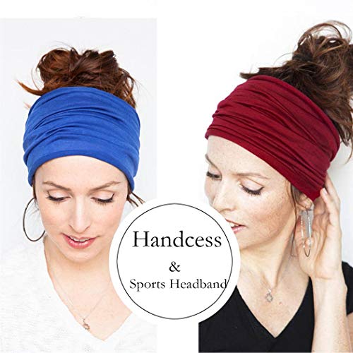 Handcess - Diademas para yoga con turbante ancho, color negro para correr, bandas elásticas para la cabeza para mujeres y niñas (paquete de 4)